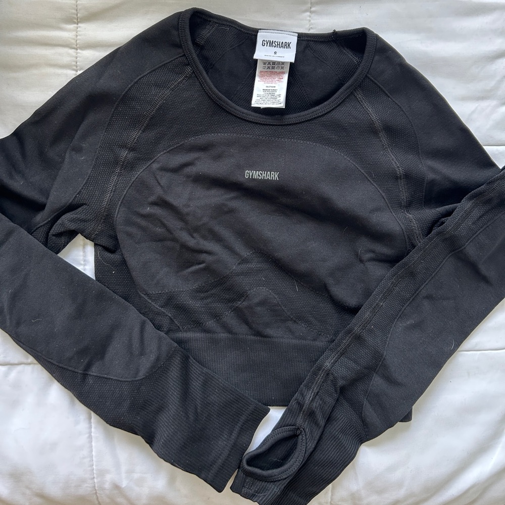 Gymshark black cropped long sleeve cut out back